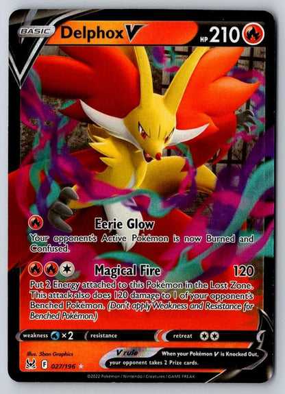 Delphox V 027/196 Holo V Rare Lost Origin Pokemon Holo Near Mint