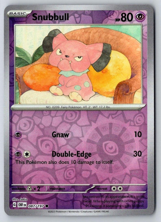 Snubbull 087/197 Common Obsidian Flames Pokemon Reverse Holo Near Mint