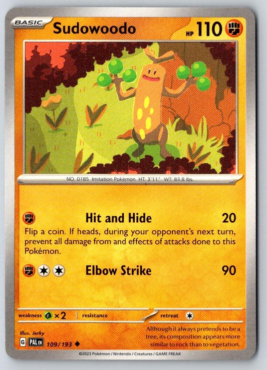 Sudowoodo 109/193 Uncommon Paldea Evolved Pokemon Near Mint