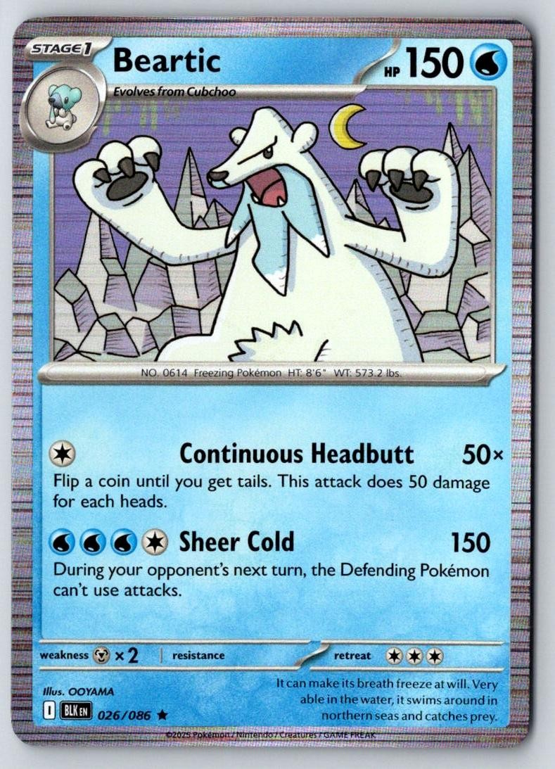 Beartic 026/086 Holo Rare Black Bolt Pokemon Near Mint