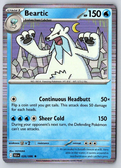 Beartic 026/086 Holo Rare Black Bolt Pokemon Near Mint