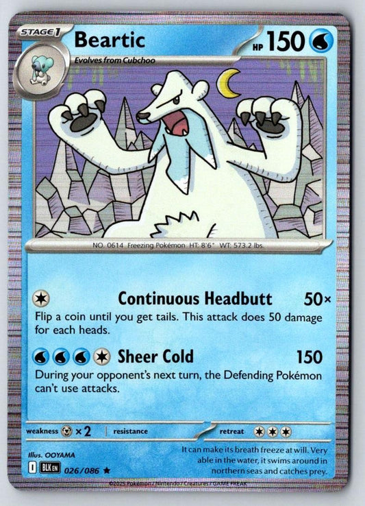 Beartic 026/086 Holo Rare Black Bolt Pokemon Near Mint