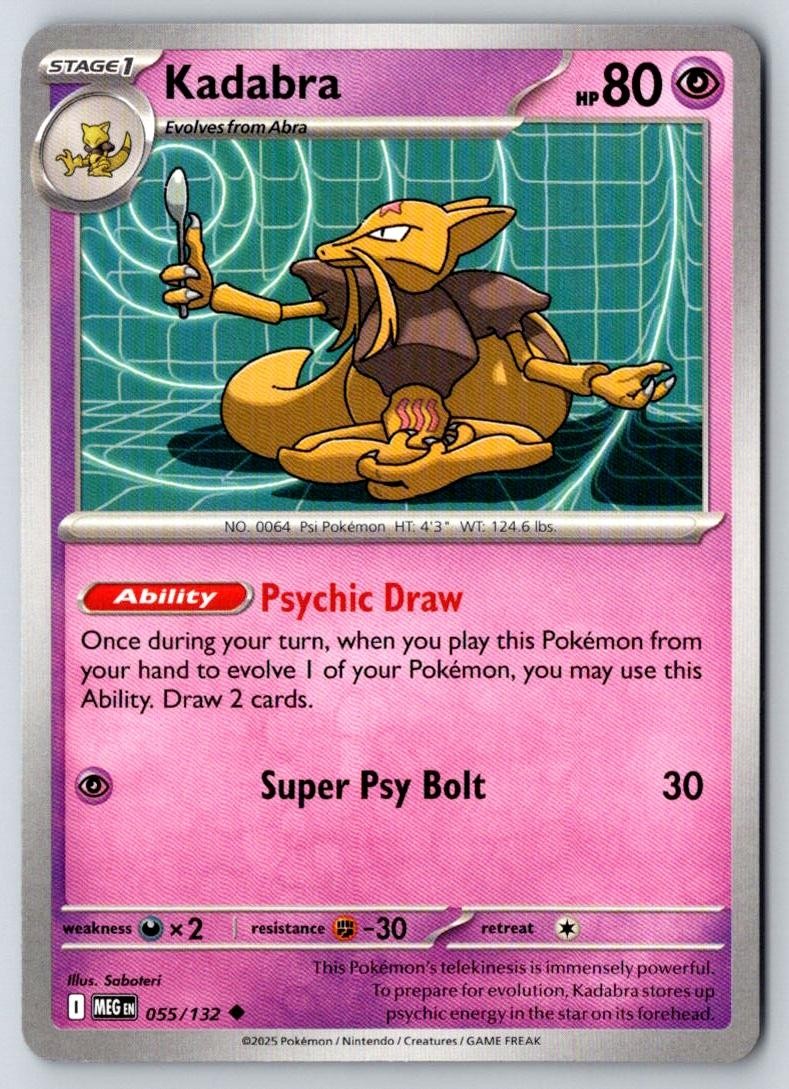 Kadabra 055/132 Uncommon Mega Evolution Pokemon Near Mint