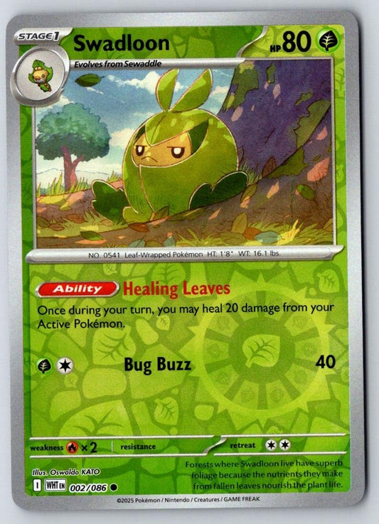 Swadloon 002/086 Common White Flare Pokemon Reverse Holo Near Mint