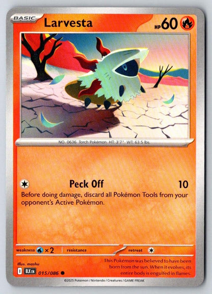 Larvesta 015/086 Common Black Bolt Pokemon Near Mint