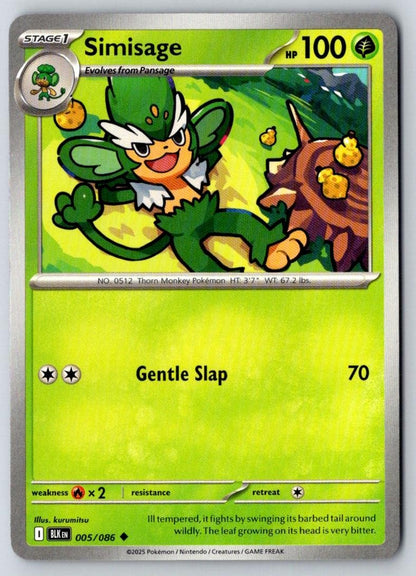 Simisage 005/086 Uncommon Black Bolt Pokemon Near Mint