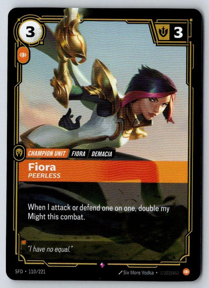 Fiora - Peerless 110/221 Rare Spiritforged Riftbound Foil Near Mint