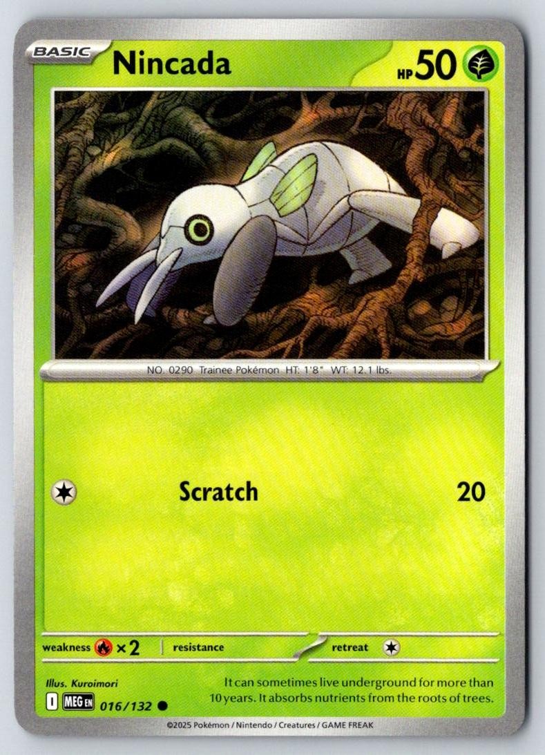 Nincada 016/132 Common Mega Evolution Pokemon Near Mint