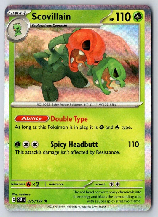 Scovillain 025/197 Rare Obsidian Flames Pokemon Holo Near Mint