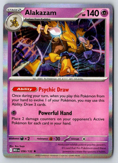 Alakazam 056/132 Rare Mega Evolution Pokemon Holo Near Mint