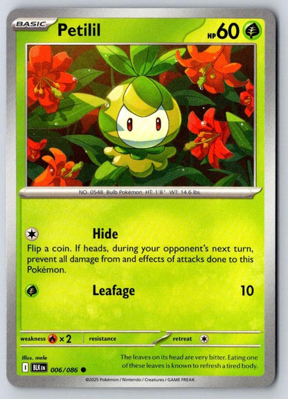 Petilil 006/086 Common Black Bolt Pokemon Near Mint