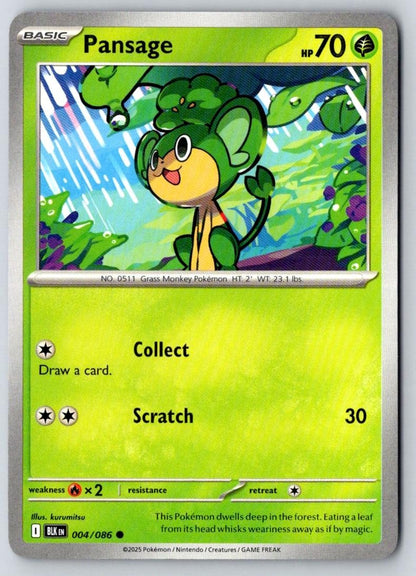 Pansage 004/086 Common Black Bolt Pokemon Near Mint