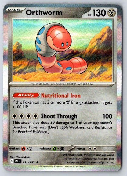 Orthworm 151/193 Rare Paldea Evolved Pokemon Holo Near Mint