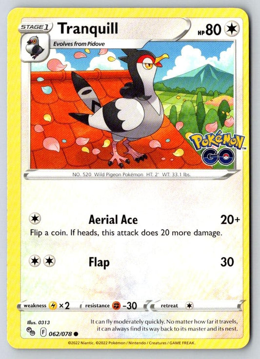 Tranquill 062/078 Common Pokemon GO Pokemon Near Mint