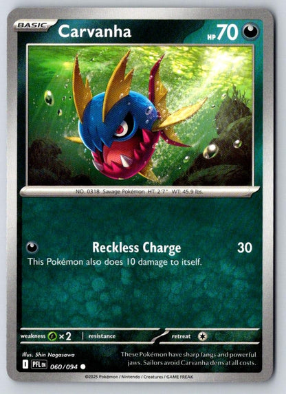 Carvanha 060/094 Common Phantasmal Flames Pokemon Near Mint