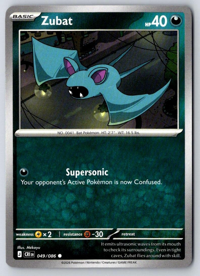 Zubat 049/086 Common Chaos Rising Pokemon Near Mint