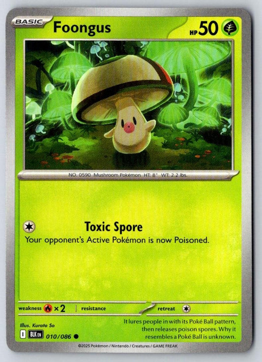 Foongus 010/086 Common Black Bolt Pokemon Near Mint