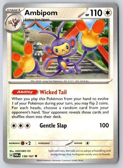 Ambipom 138/167 Uncommon Twilight Masquerade Pokemon Near Mint