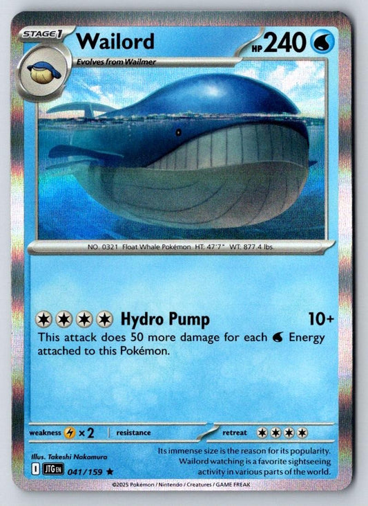 Wailord 041/159 Rare Journey Together Pokemon Holo Near Mint