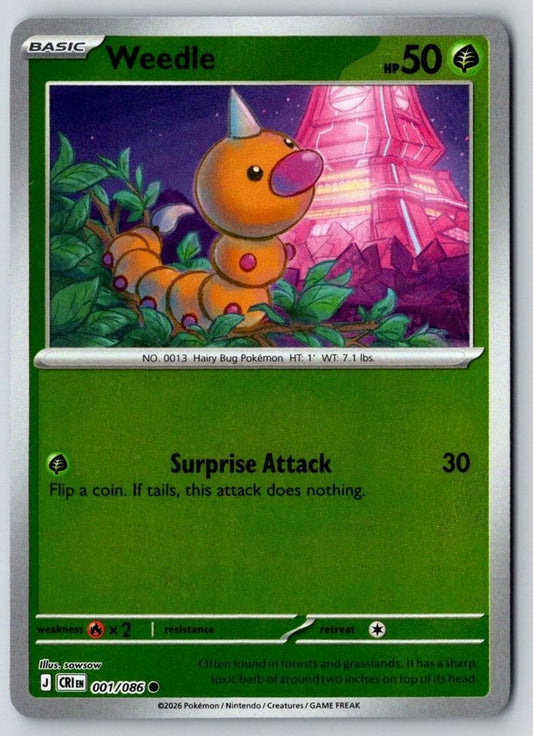 Weedle 001/086 Common Chaos Rising Pokemon Near Mint