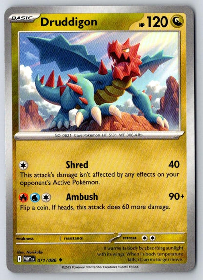 Druddigon 071/086 Uncommon White Flare Pokemon Near Mint