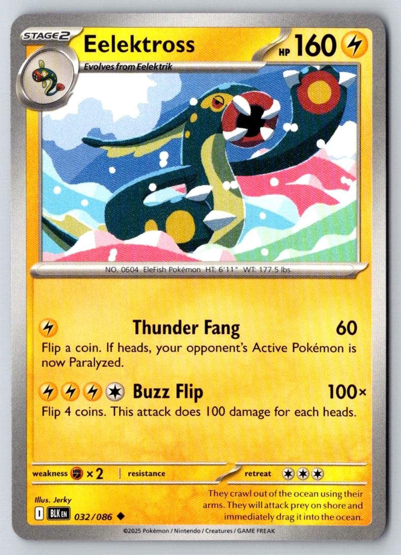 Eelektross 032/086 Uncommon Black Bolt Pokemon Near Mint