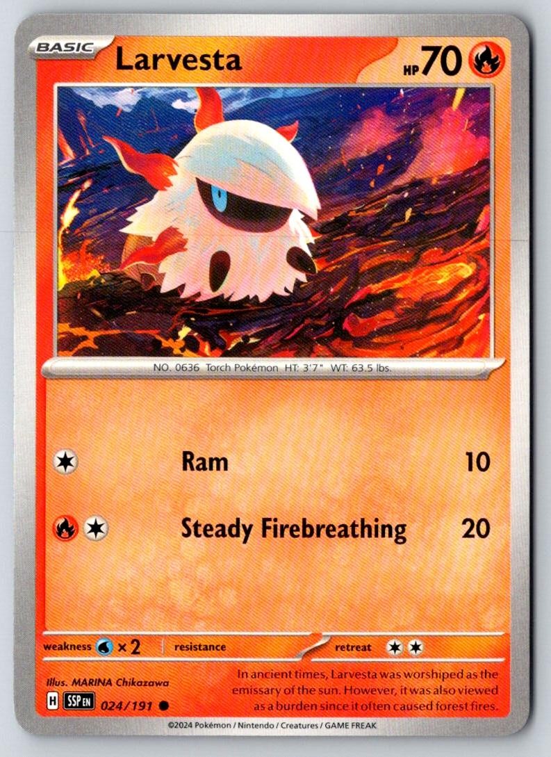 Larvesta 024/191 Common Surging Sparks Pokemon Near Mint