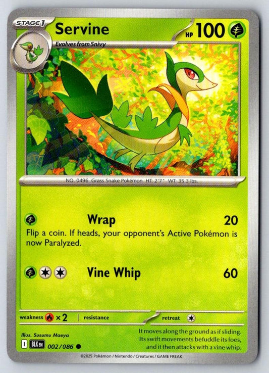 Servine 002/086 Common Black Bolt Pokemon Near Mint