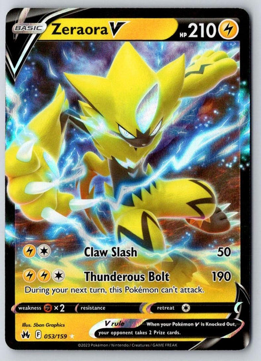 Zeraora V 053/159 Holo V Rare Crown Zenith Pokemon Near Mint