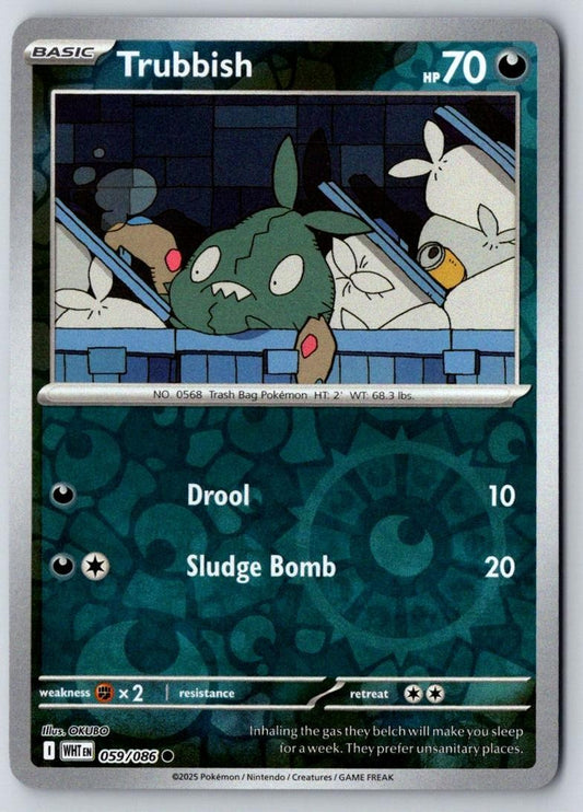Trubbish 059/086 Common White Flare Pokemon Reverse Holo Near Mint