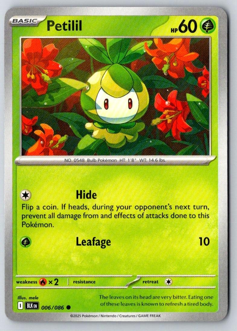 Petilil 006/086 Common Black Bolt Pokemon Near Mint