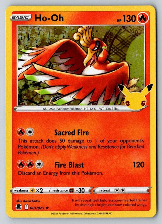 Ho-Oh 001/025 Rare Celebrations Pokemon Holo Near Mint