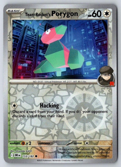 Team Rocket's Porygon 153/182 Common Destined Rivals Pokemon Near Mint