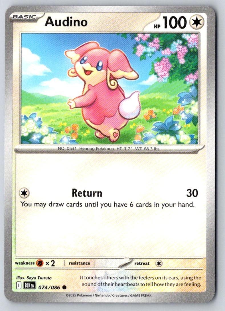 Audino 074/086 Common Black Bolt Pokemon Near Mint
