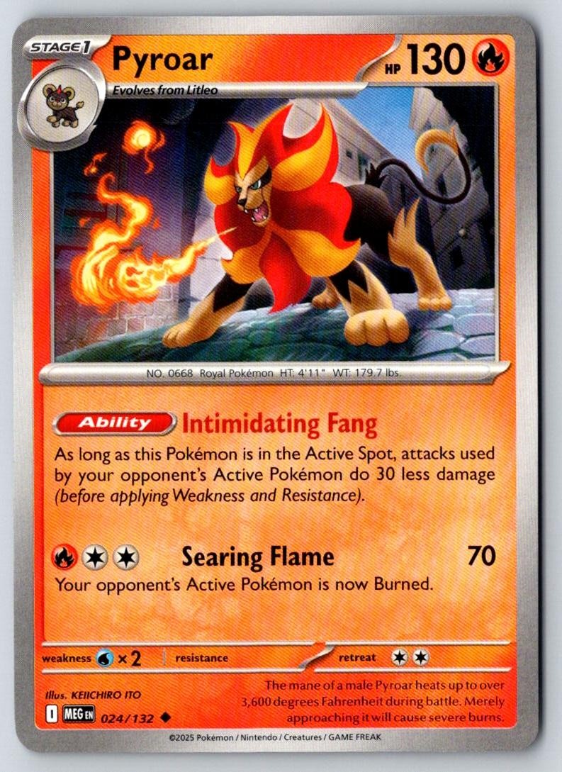 Pyroar 024/132 Uncommon Mega Evolution Pokemon Near Mint
