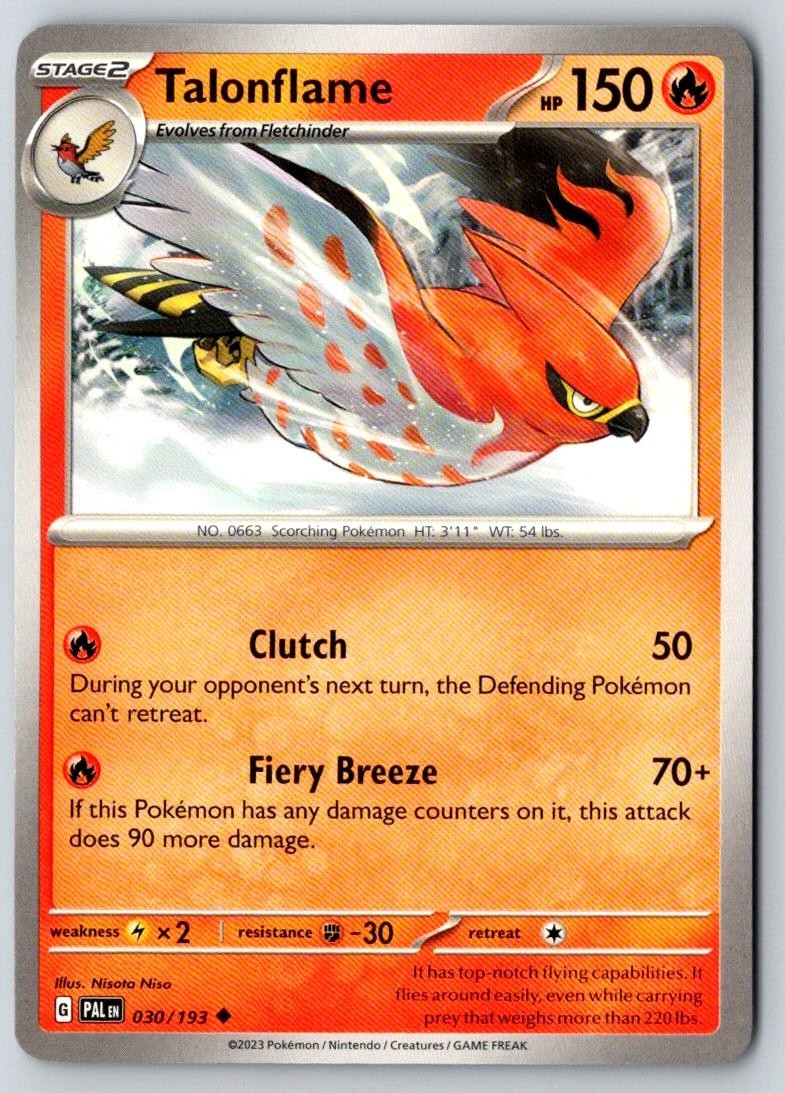 Talonflame 030/193 Uncommon Paldea Evolved Pokemon Near Mint