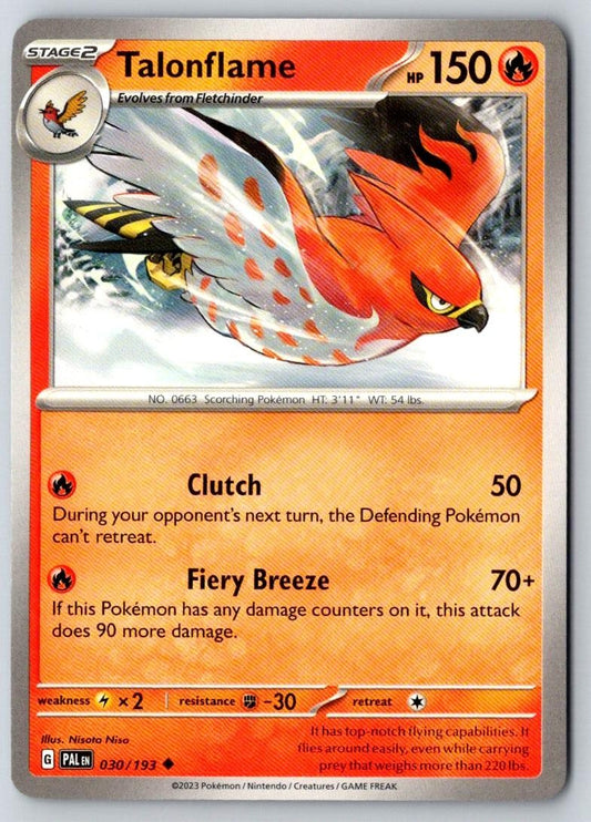 Talonflame 030/193 Uncommon Paldea Evolved Pokemon Near Mint