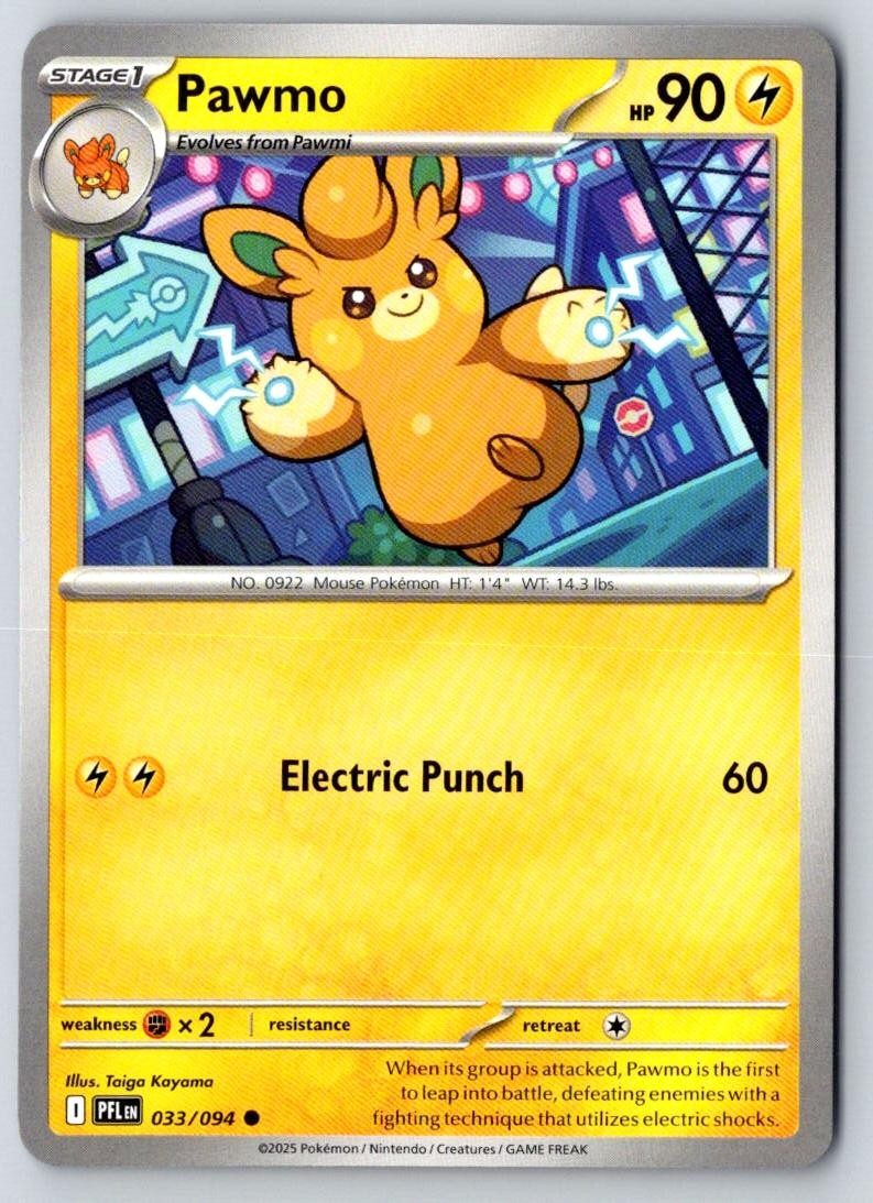 Pawmo 033/094 Common Phantasmal Flames Pokemon Near Mint