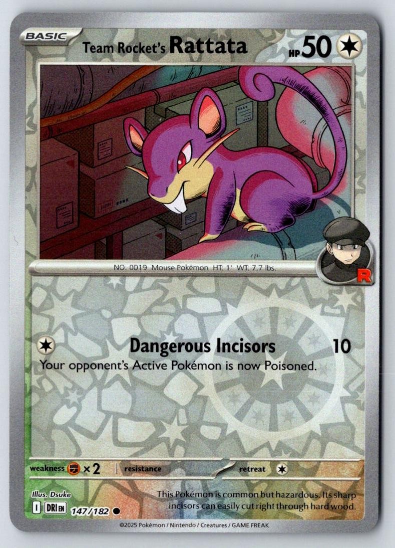 Team Rocket's Rattata 147/182 Common Destined Rivals Pokemon Near Mint