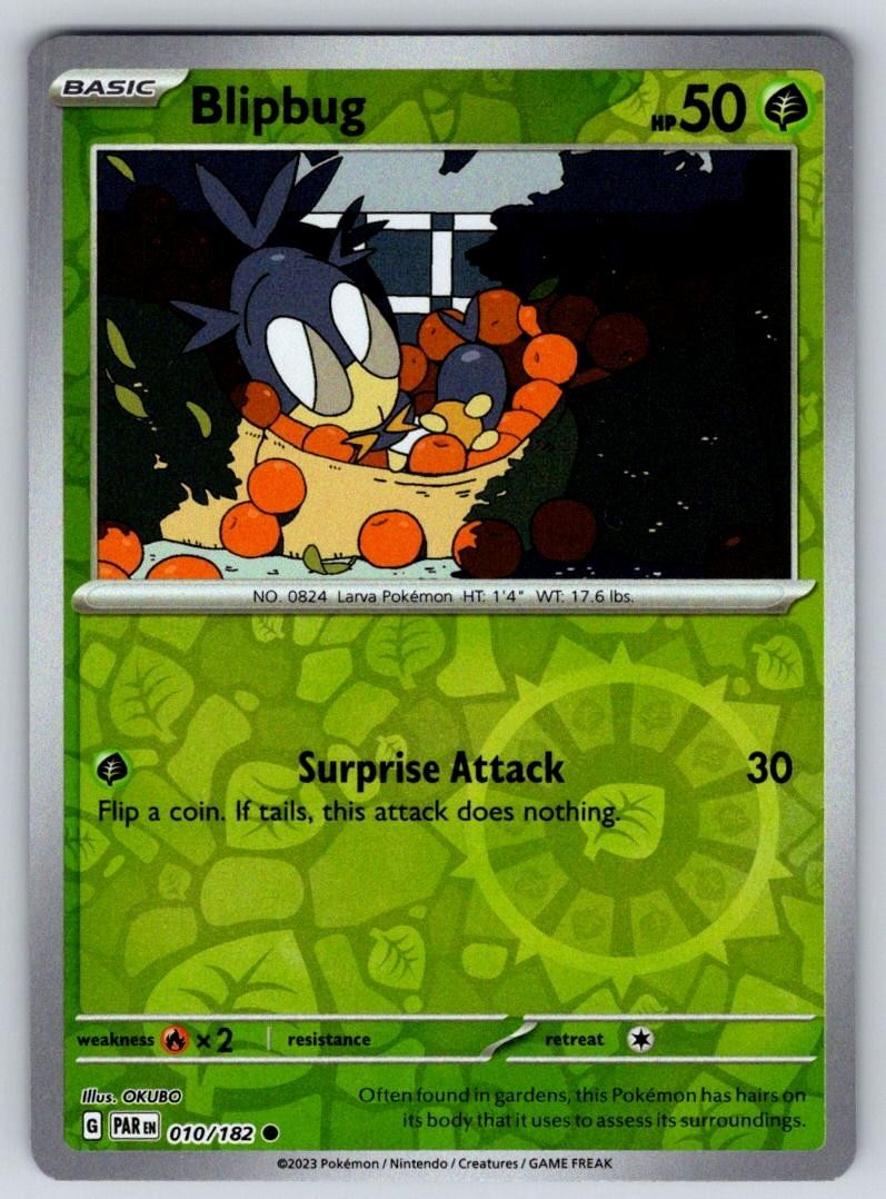 Blipbug 010/182 Common Paradox Rift Pokemon Reverse Holo Near Mint