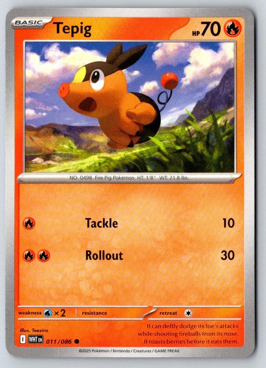 Tepig 011/086 Common White Flare Pokemon Near Mint
