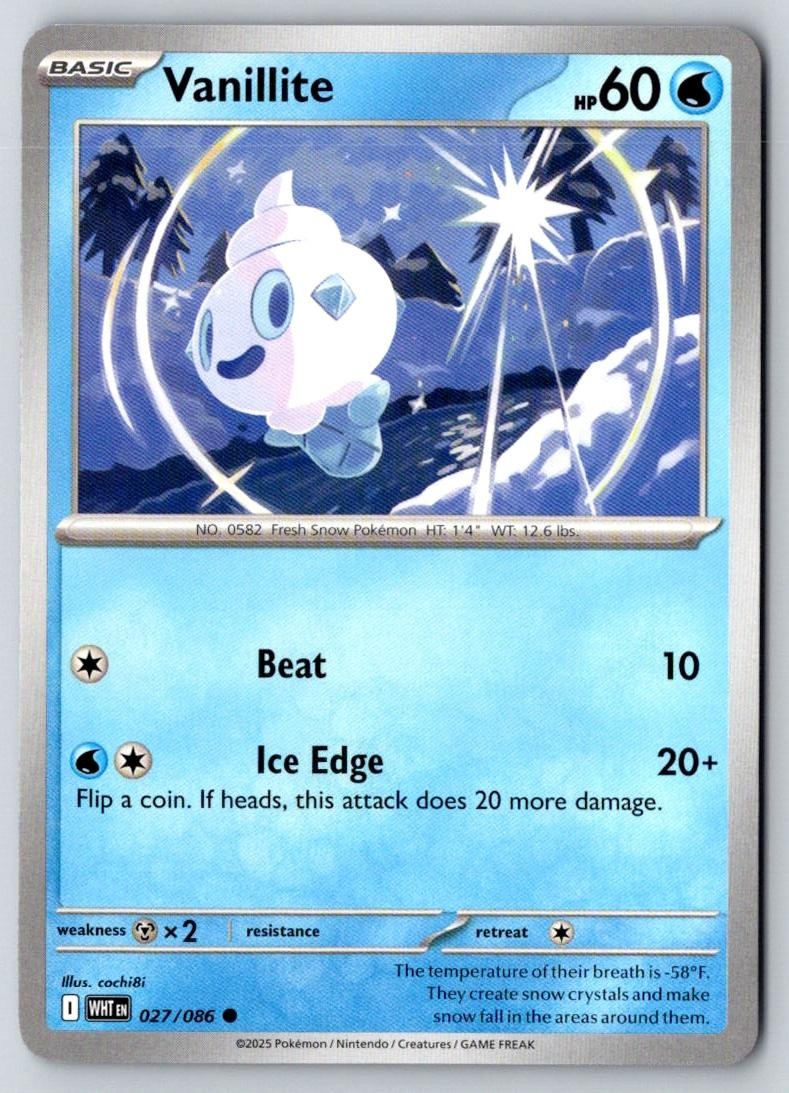 Vanillite 027/086 Common White Flare Pokemon Near Mint