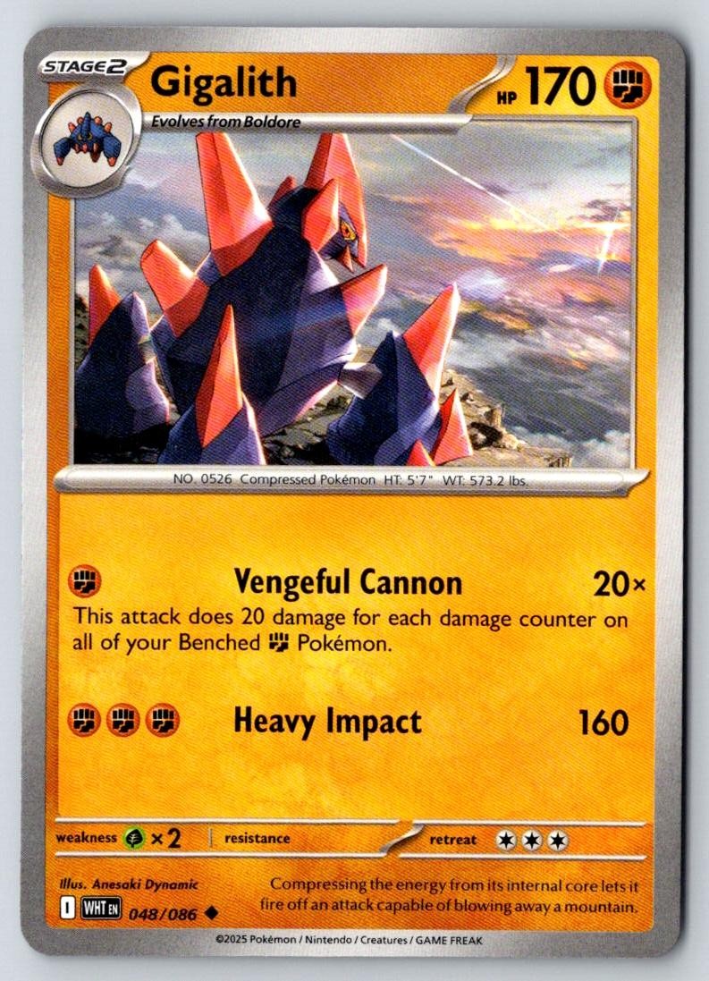 Gigalith 048/086 Uncommon White Flare Pokemon Near Mint