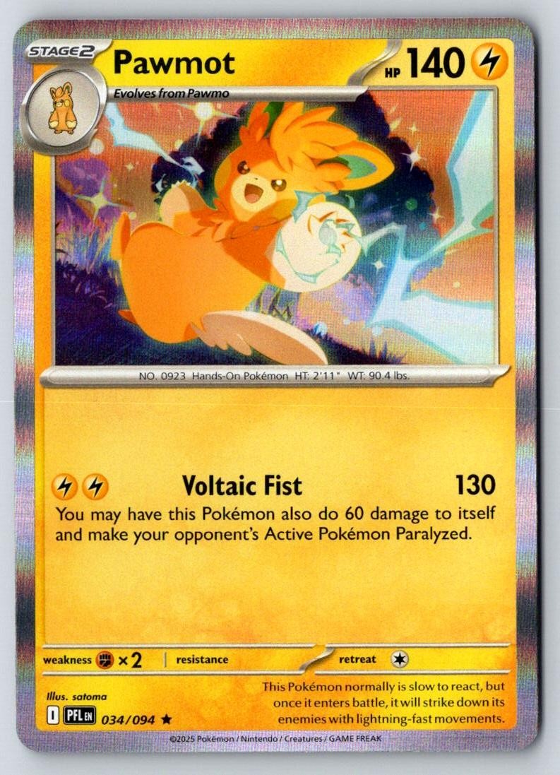 Pawmot 034/094 Rare Phantasmal Flames Pokemon Holo Near Mint