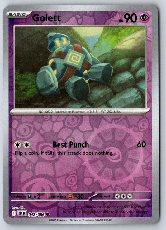 Golett 042/086 Common Black Bolt Pokemon Near Mint