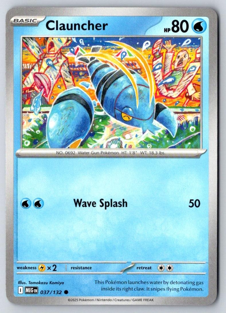 Clauncher 037/132 Common Mega Evolution Pokemon Near Mint