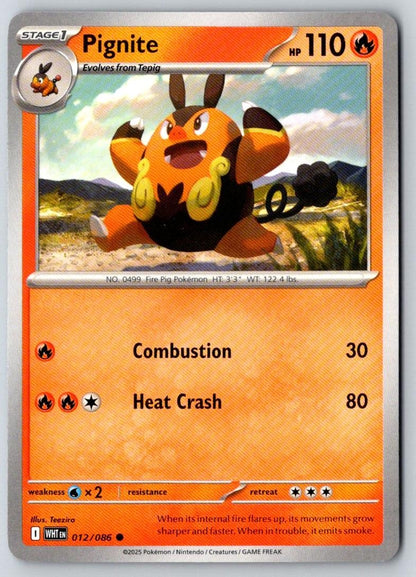 Pignite 012/086 Common White Flare Pokemon Near Mint