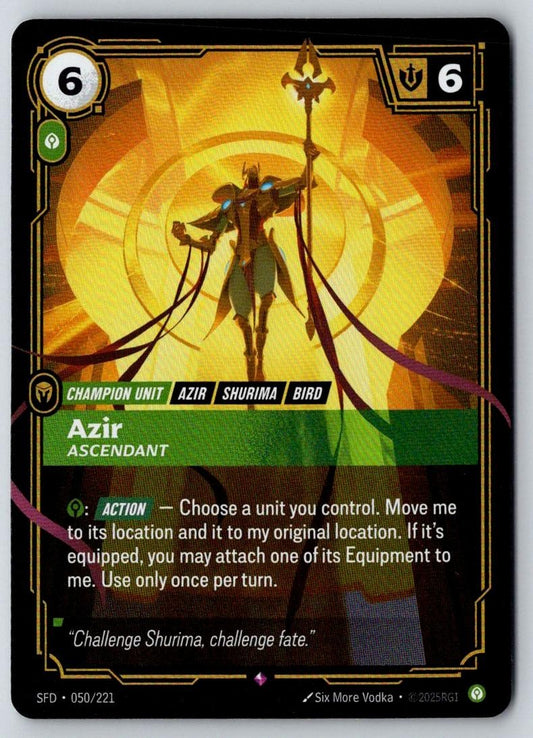 Azir - Ascendant 050/221 Rare Spiritforged Riftbound Foil Near Mint