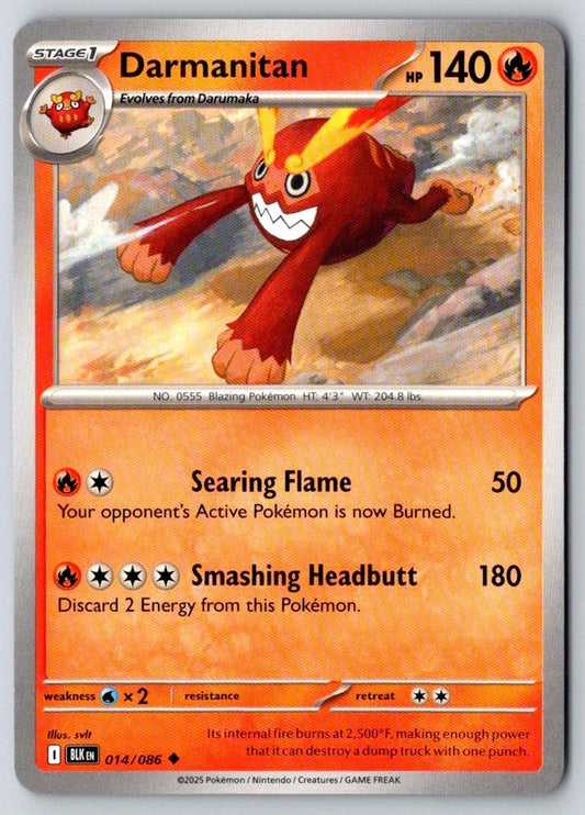 Darmanitan 014/086 Uncommon Black Bolt Pokemon Near Mint