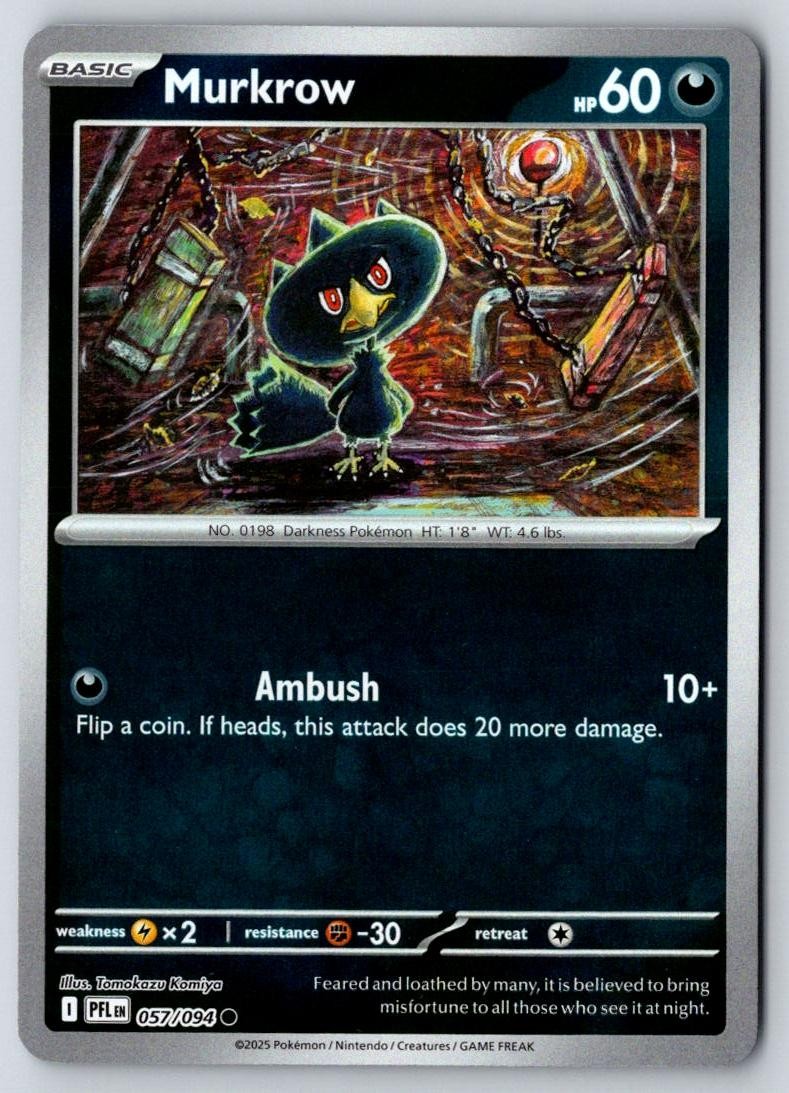 Murkrow 057/094 Common Phantasmal Flames Pokemon Near Mint